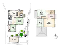 岩倉忠在地町の中古軽量鉄骨造2階建住宅　南向き　陽当たり通風良好の画像