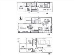 下鴨西本町の中古木造3階建住宅　2015年積水ハウス施工の注文住宅　前面道路幅員6ｍの画像