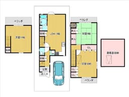 平野鳥居前町の中古木造地下1階付2階建て住宅　東向き　R8年2月洗い工事一式済の画像
