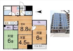 シンフォニー北野東　4階　3DKの画像