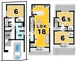 紫野中柏野町の新築木造3階建て住宅　東向きの画像