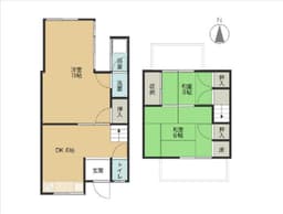 松ヶ崎木ノ本町の中古木造2階建てテラスハウス　南向きの画像