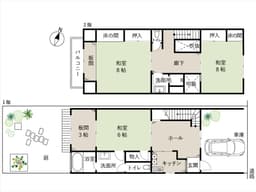 上京区柏清盛町の坪庭のある京町家　中古木造2階建てテラスハウス　2019年4月全改装済の画像