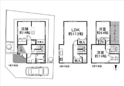 大宮釈迦谷の中古木造3階建て住宅　北東角地　駐車1台可能の画像