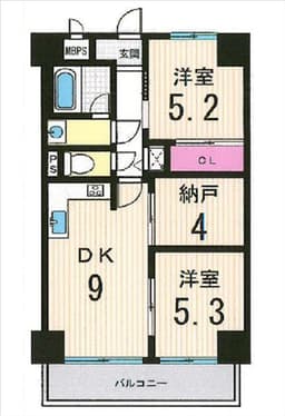 サンヴェール京都西陣　3階　2SDK　西向きバルコニー　地下鉄「今出川駅」徒歩13分　最寄りバス停徒歩1分の画像
