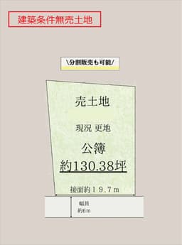 西賀茂円峰の建築条件無売土地　間口19.7ｍ　前面道路幅員6ｍ　分割可の画像