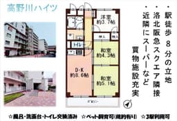 高野川ハイツ　2階　南東向きバルコニー　風呂・洗面台・トイレ交換済の画像