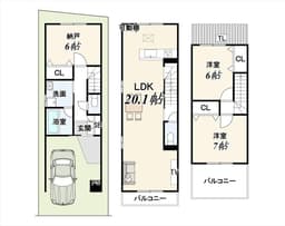 上京区の上天神町新築木造3階建て住宅 南東向き 最寄りバス停徒歩1分の画像