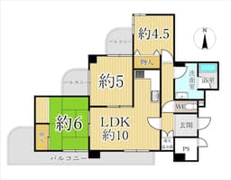 ルモン紫野 8階 南西北角部屋 陽当たり眺望良好 リフォーム歴有の画像