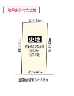 大将軍一条町の建築条件付売土地 自由設計 南向き 前面道路幅員約6m 間口6.6mの画像