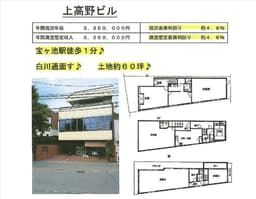 上高野上荒蒔町の収益物件 上高野ビル 叡山電鉄「宝ヶ池」駅 徒歩1分 白川通面しの画像
