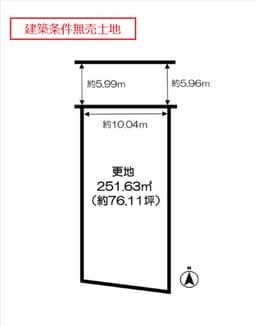 岡崎北御所町の建築条件無売土地 北向き 間口広々約10m 前面道路幅員約6Mの画像