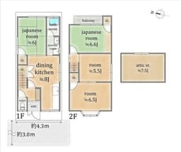 紫野泉堂町の中古木造2階建て住宅 南西向き 買物便利 収益物件としてもの画像